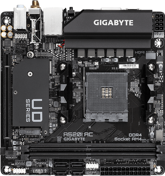 GIGABYTE A520I AC motherboard product view