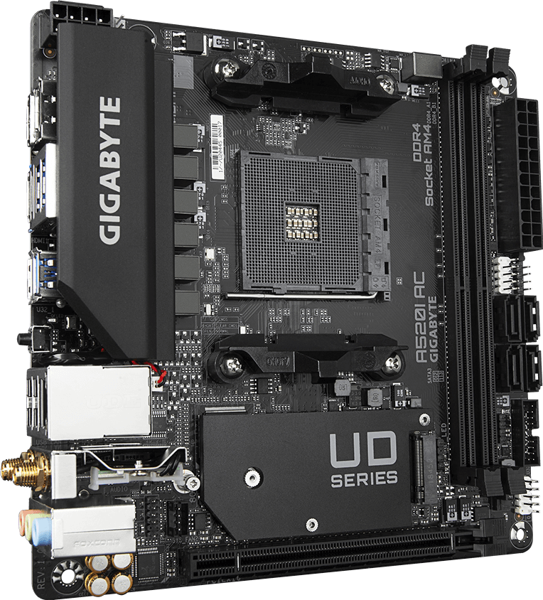 GIGABYTE A520I AC motherboard alternate view