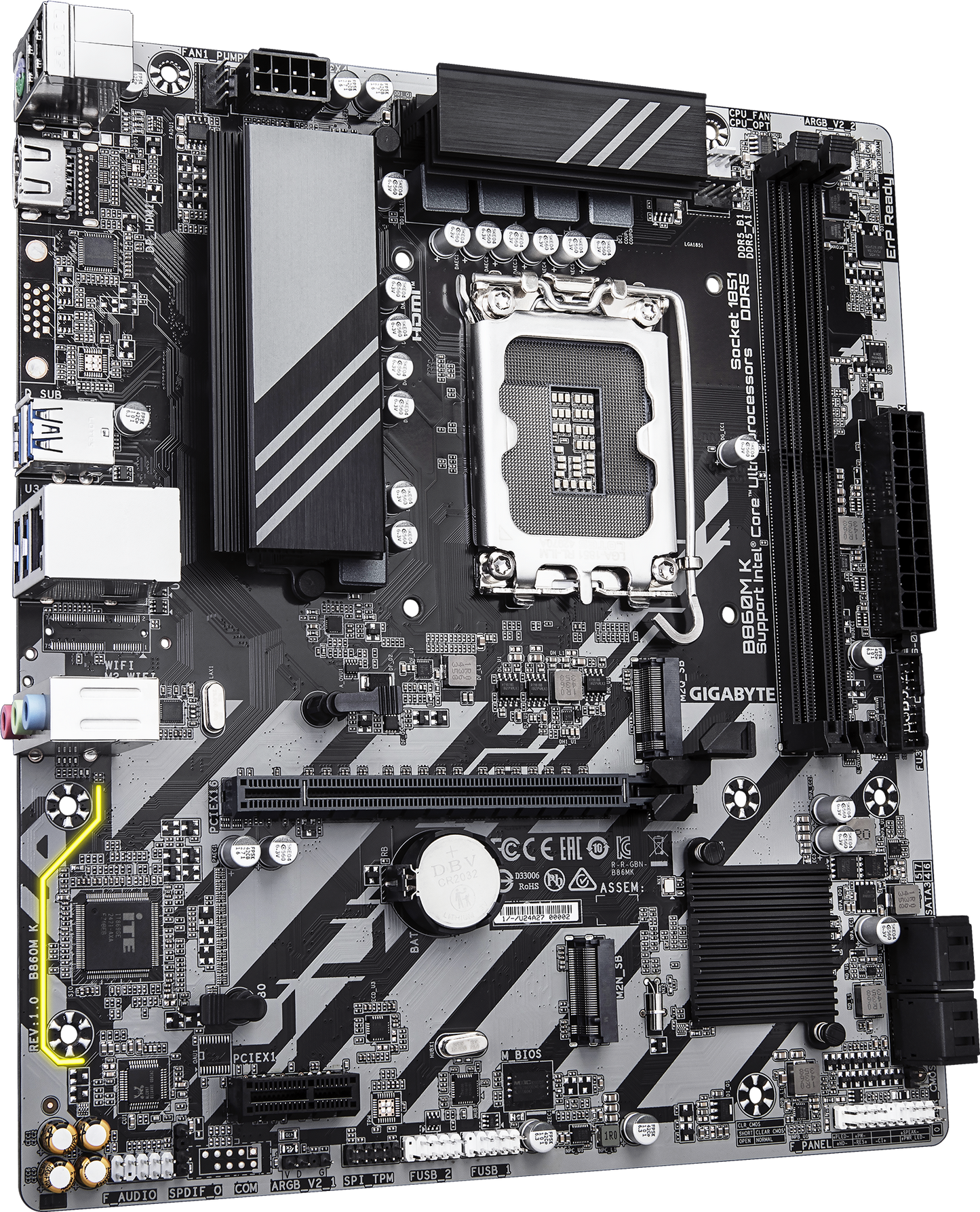 GIGABYTE B860M K motherboard rear view