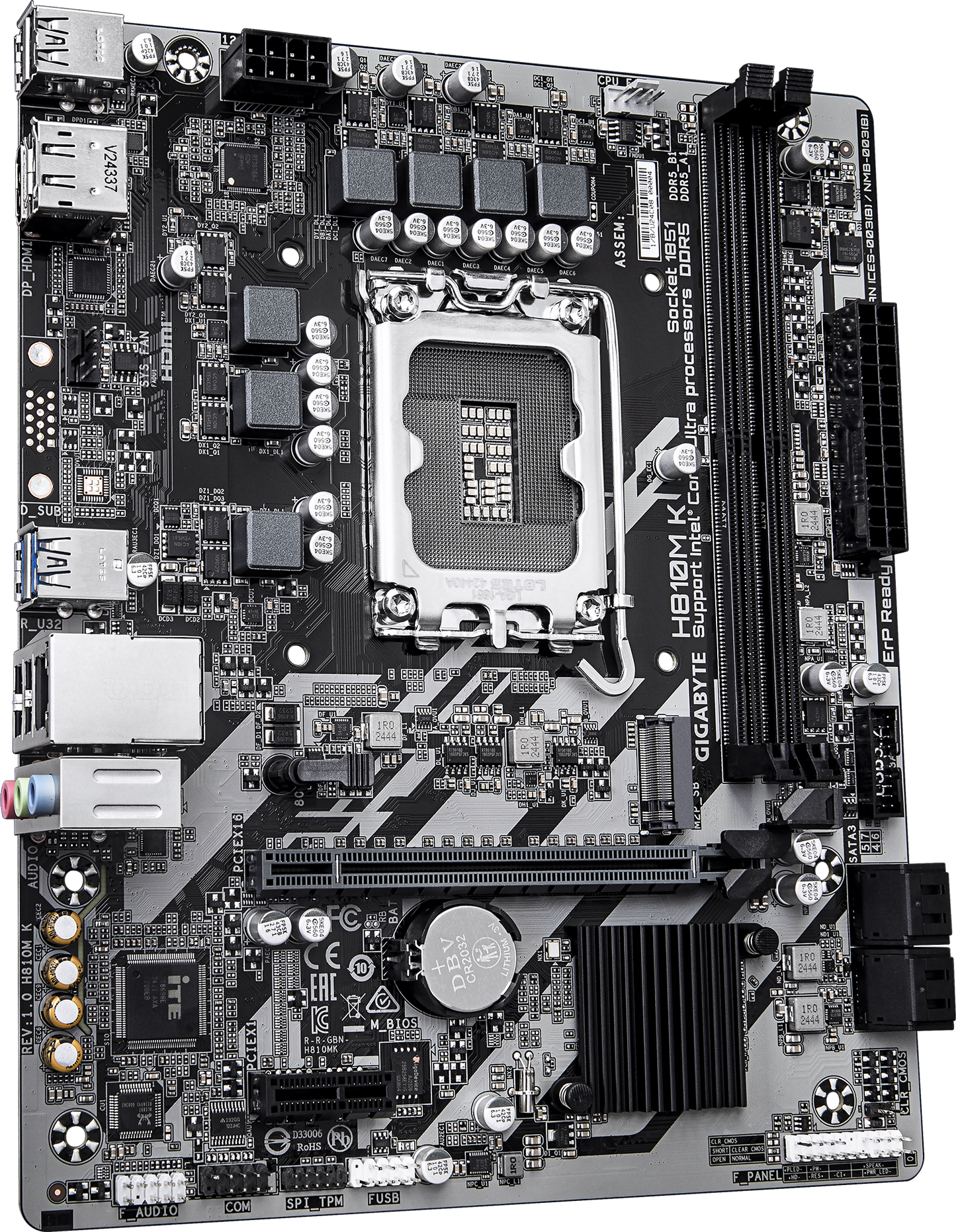 GIGABYTE H810M K motherboard rear view