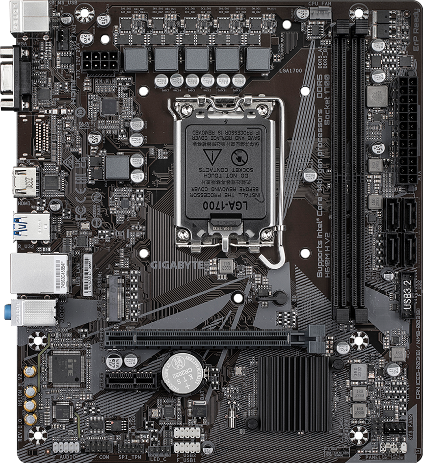 GIGABYTE H610M H V2 motherboard alternate view