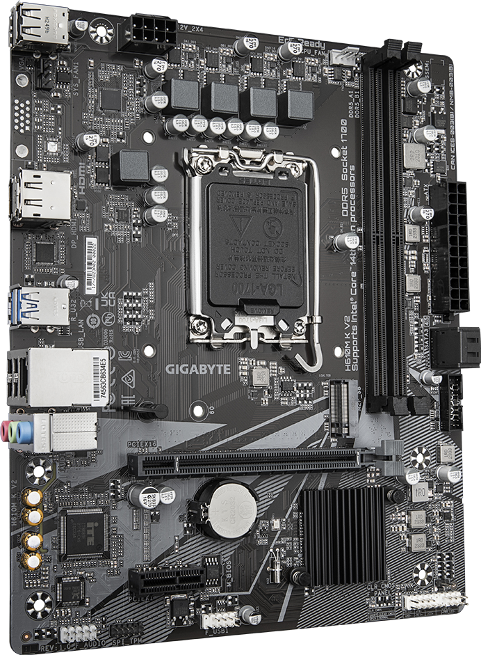 GIGABYTE H610M K V2 motherboard rear view