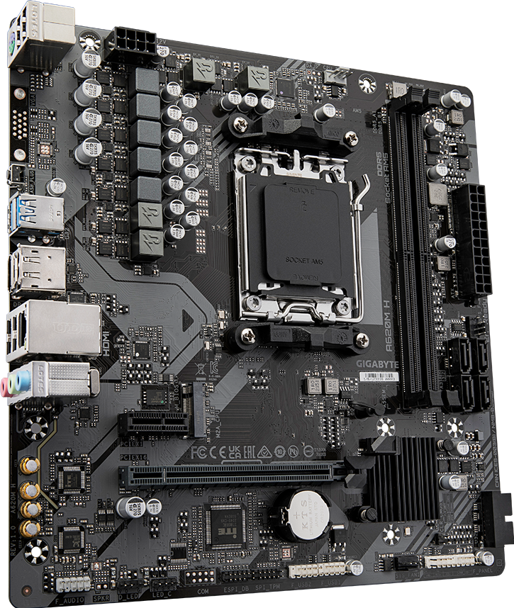 GIGABYTE A620M H motherboard rear view