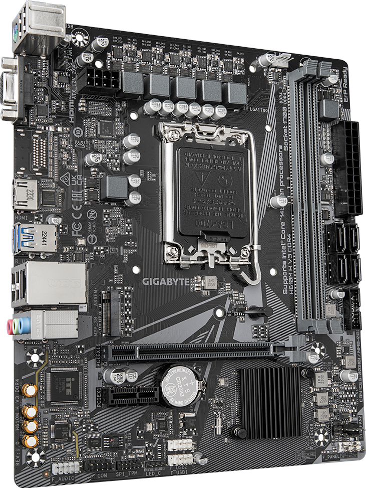 GIGABYTE H610M H V3 DDR4 motherboard rear view