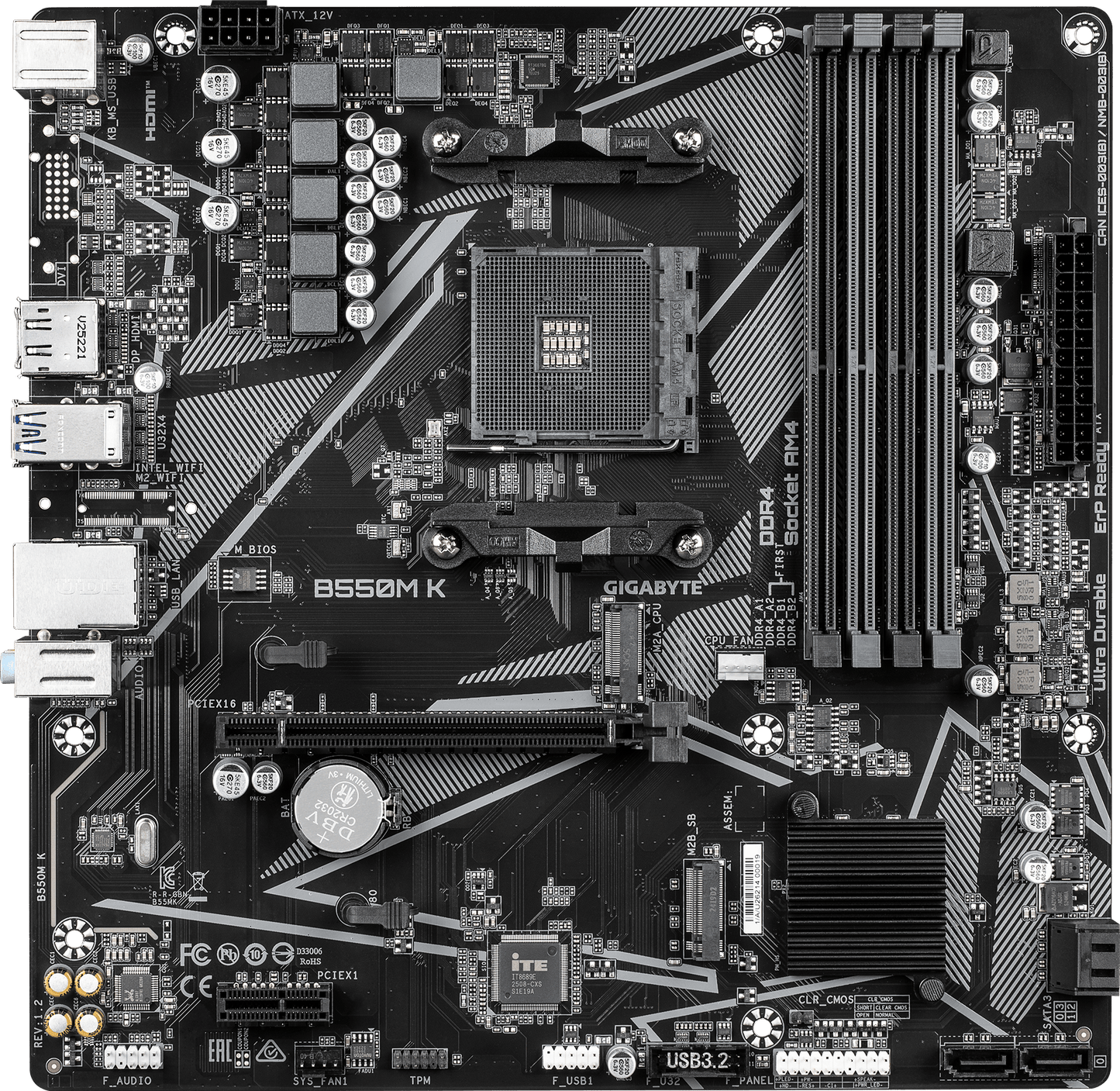 GIGABYTE B550M K motherboard alternate view
