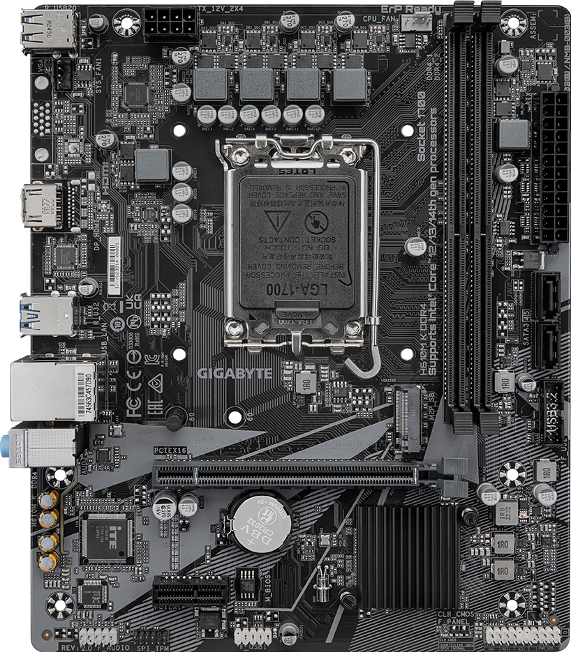 GIGABYTE H610M K DDR4 motherboard alternate view