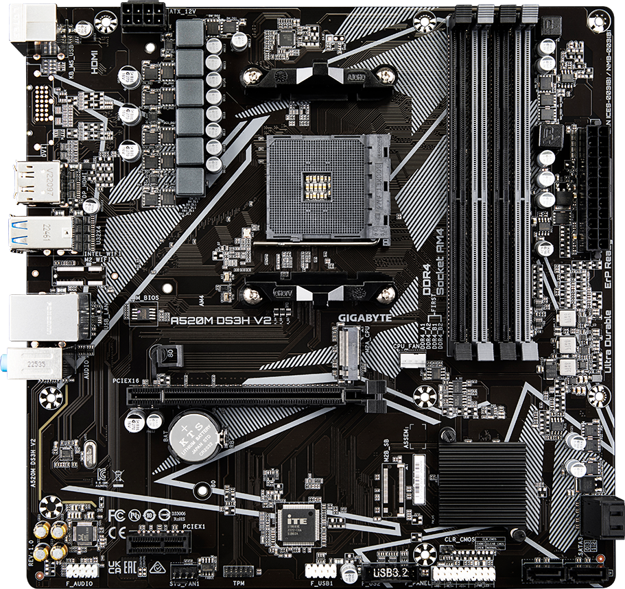 GIGABYTE A520M DS3H V2 motherboard alternate view
