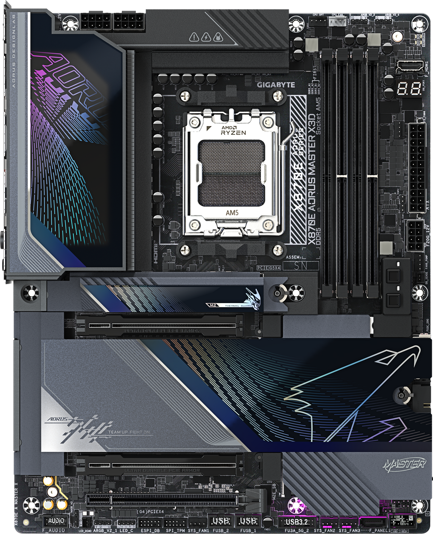 AORUS X870E MASTER X3D motherboard alternate view