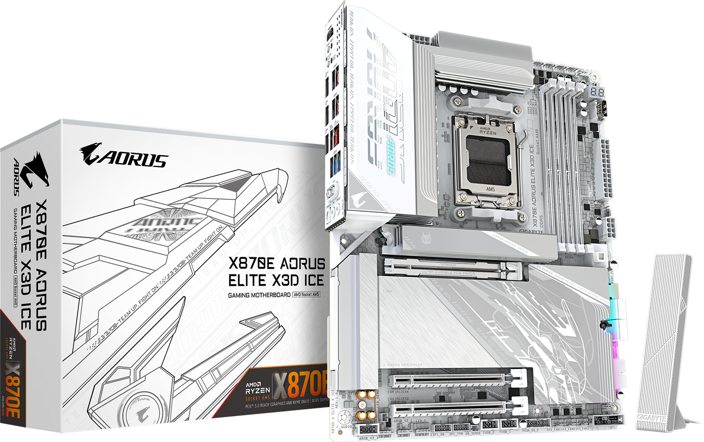 AORUS X870E ELITE X3D ICE motherboard product view