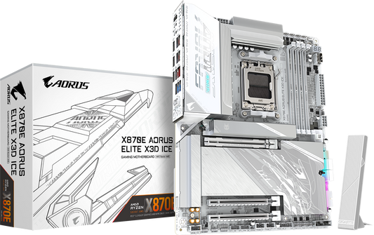 AORUS X870E ELITE X3D ICE motherboard product view