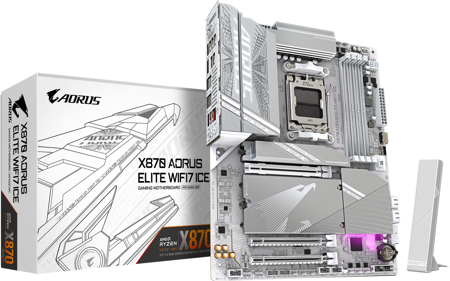 AORUS X870 ELITE WIFI7 ICE motherboard product view