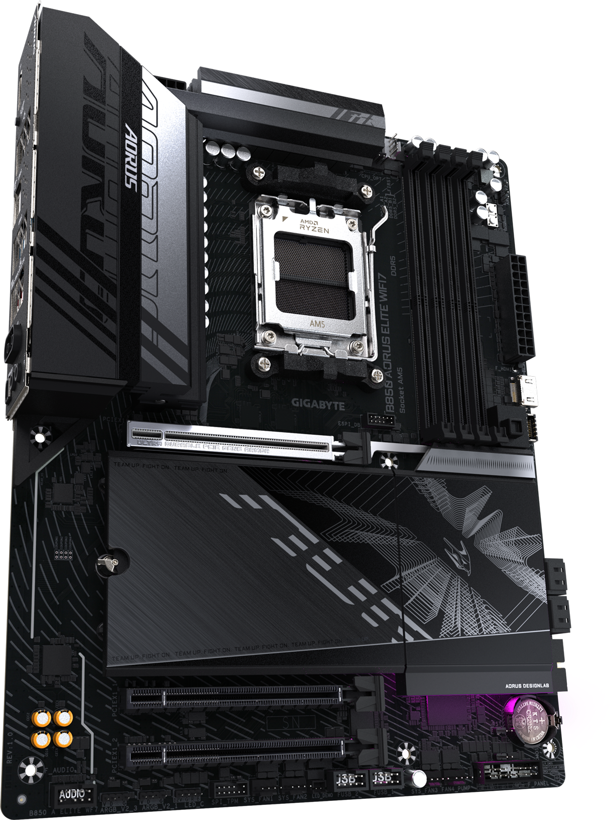AORUS B850 ELITE WIFI7 motherboard rear view