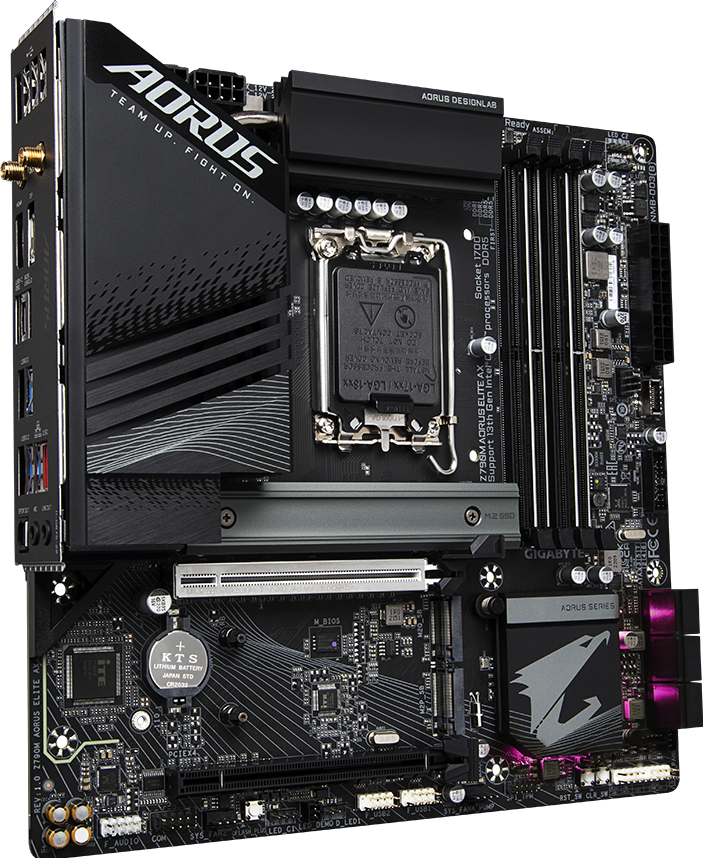AORUS Z790M AORUS ELITE AX motherboard rear view