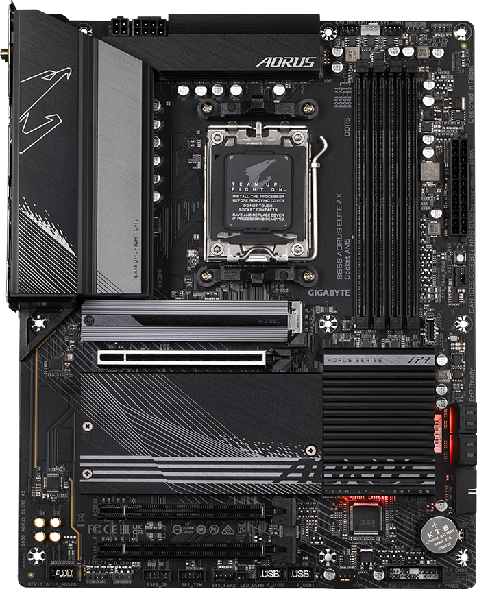 AORUS B650 AORUS ELITE AX motherboard alternate view