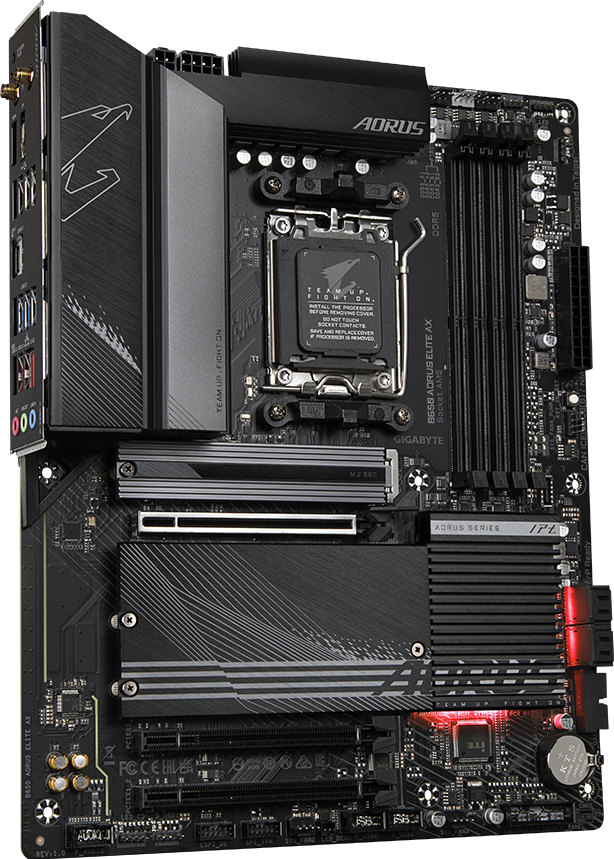 AORUS B650 AORUS ELITE AX motherboard rear view