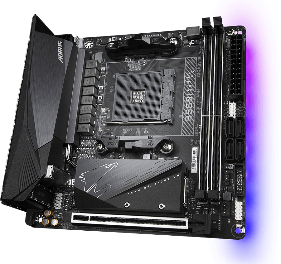 AORUS B550I AORUS PRO AX motherboard rear view