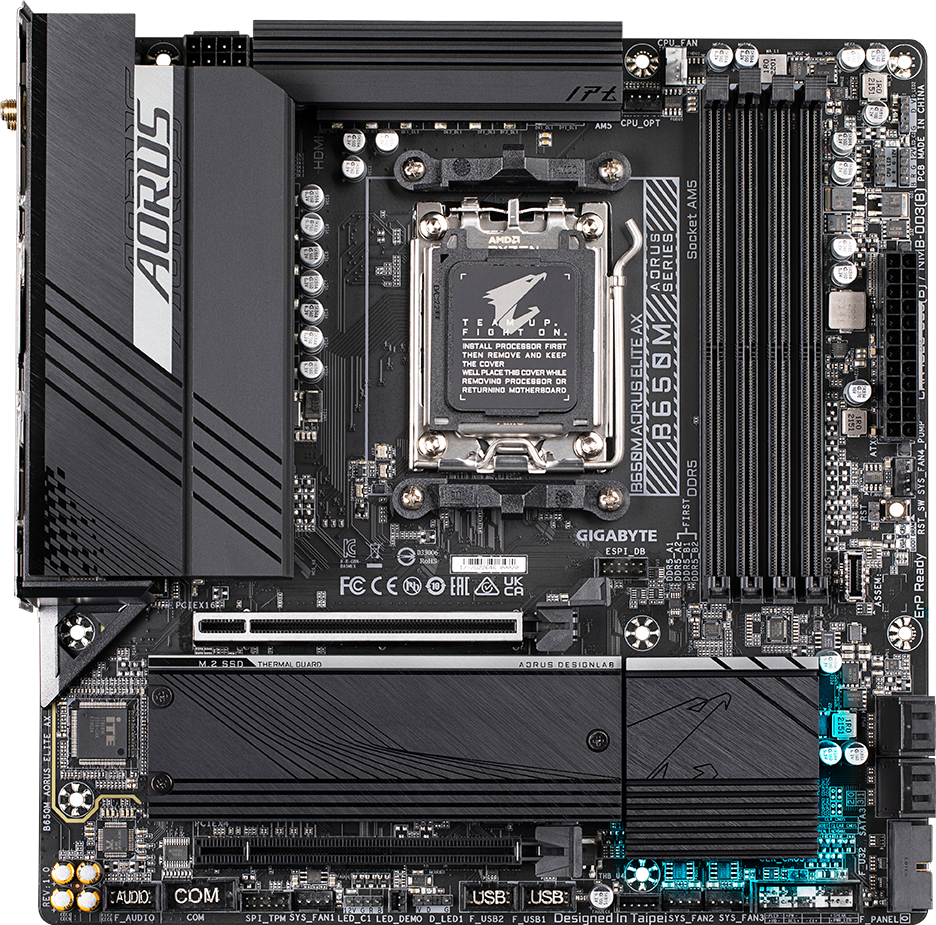 AORUS B650M AORUS ELITE AX motherboard alternate view