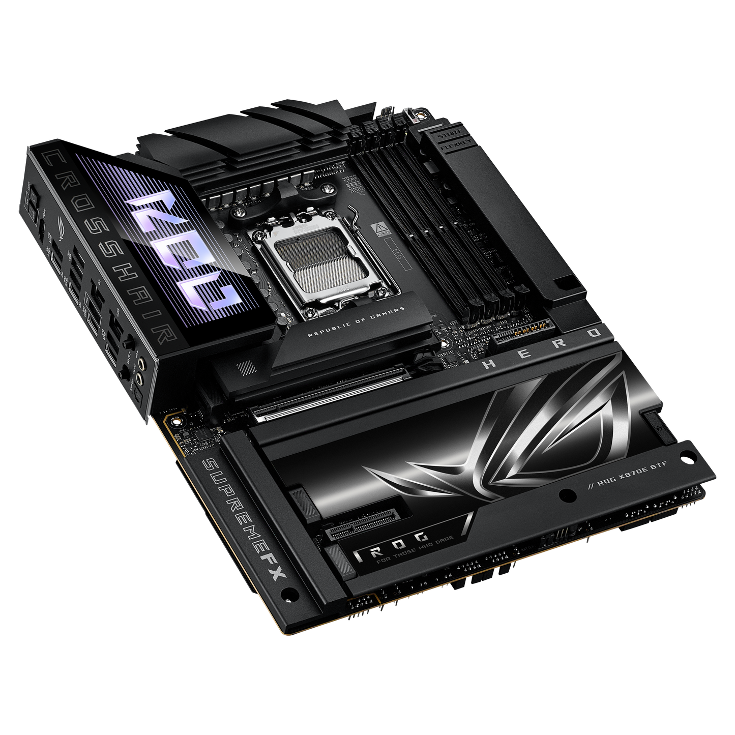 ASUS ROG Crosshair X870E Hero BTF motherboard rear view