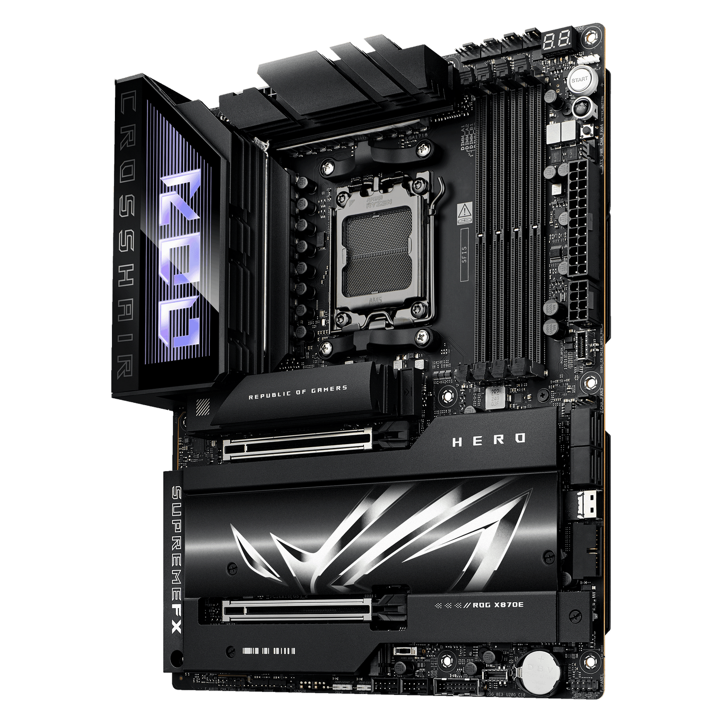 ASUS ROG Crosshair X870E Hero motherboard rear view