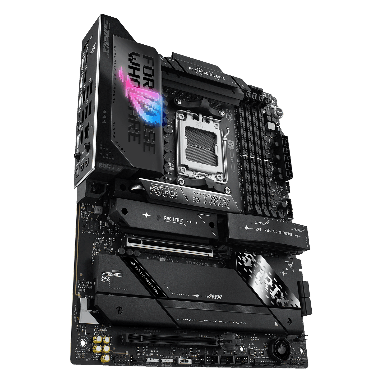 ASUS ROG Strix X870E-E Gaming WIFI motherboard rear view