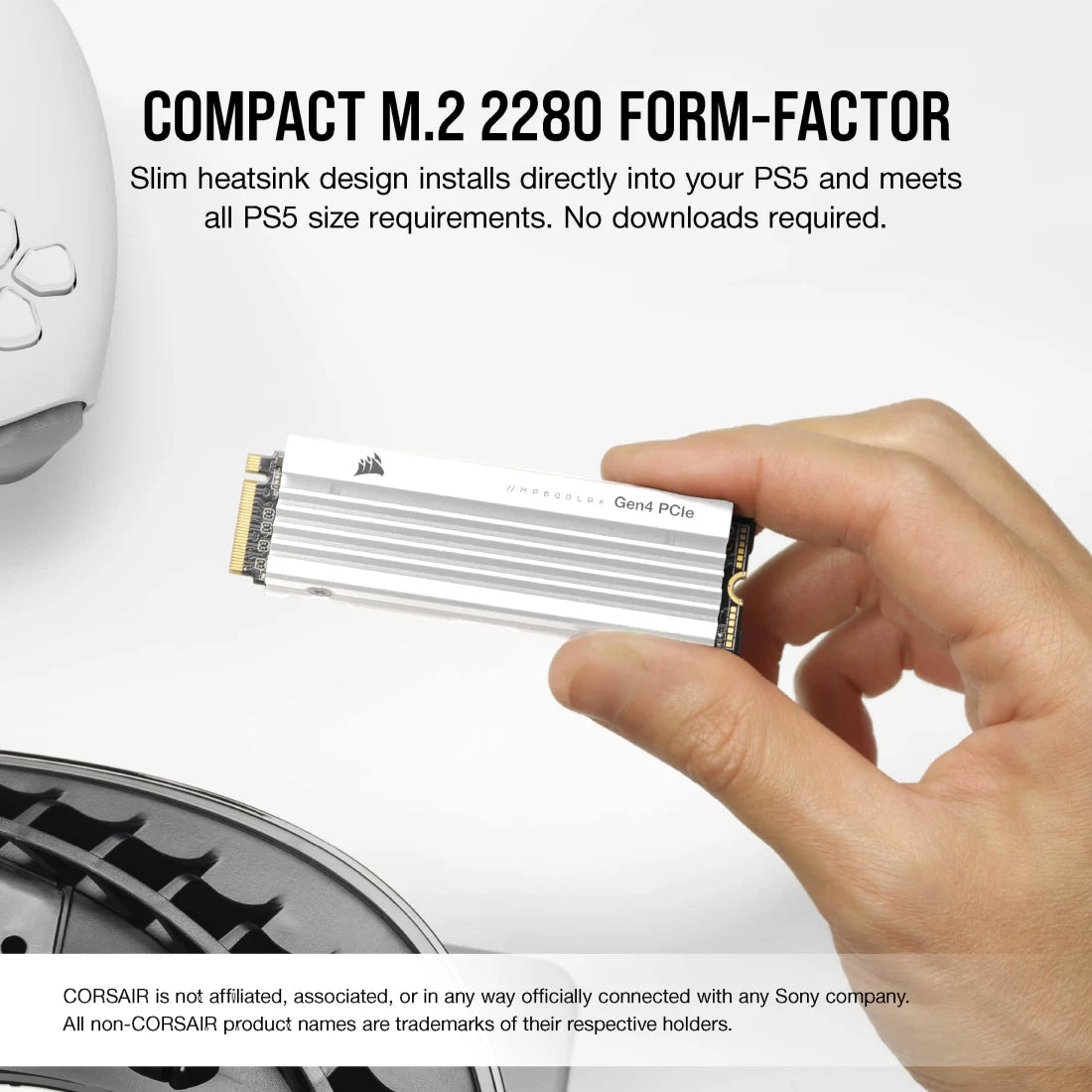 CORSAIR MP600 PRO LPX 2TB White side view