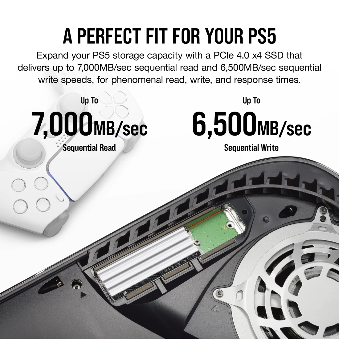 CORSAIR MP600 ELITE 1TB White PS5 alternate view