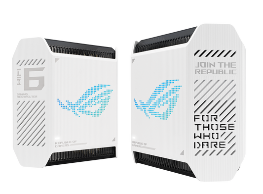 ASUS ROG Rapture GT6 Moonlight White mesh router product view