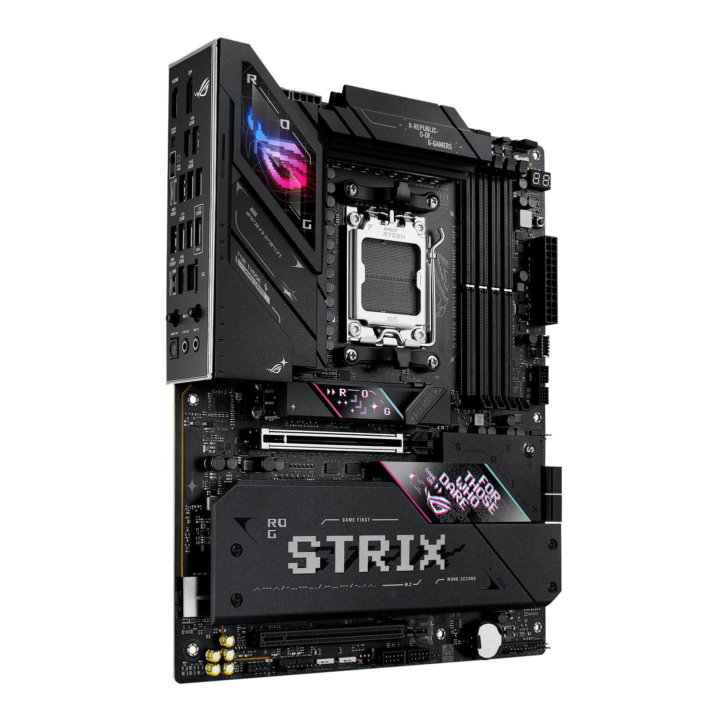 ASUS ROG Strix B850-E Gaming WIFI motherboard rear view