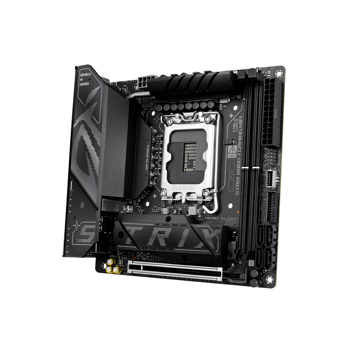 ASUS ROG Strix B860-I Gaming WIFI motherboard alternate view