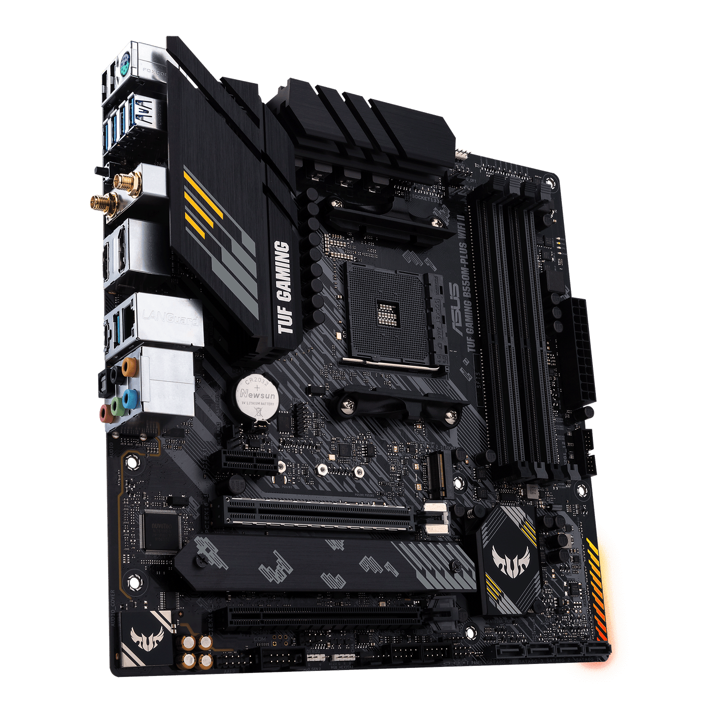ASUS TUF Gaming B550M-PLUS WIFI II motherboard rear view