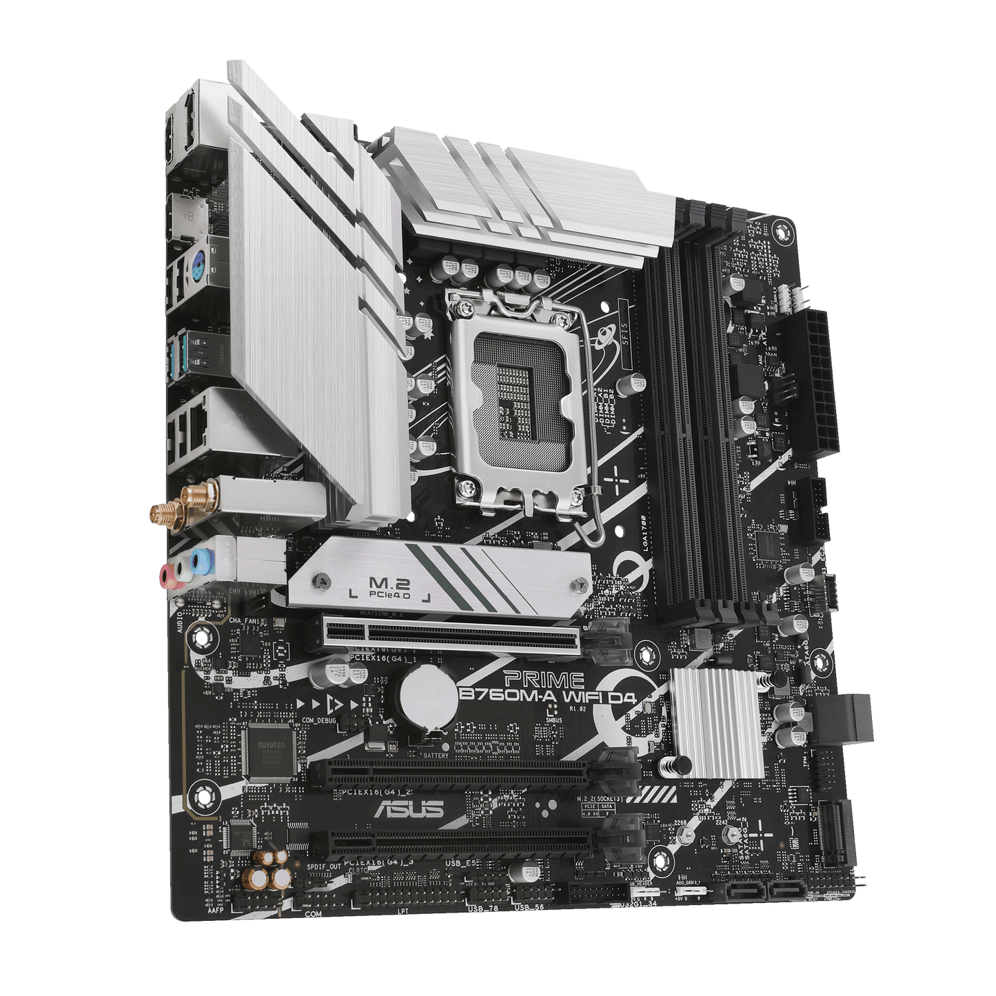 ASUS Prime B760M-A WIFI D4 motherboard rear view