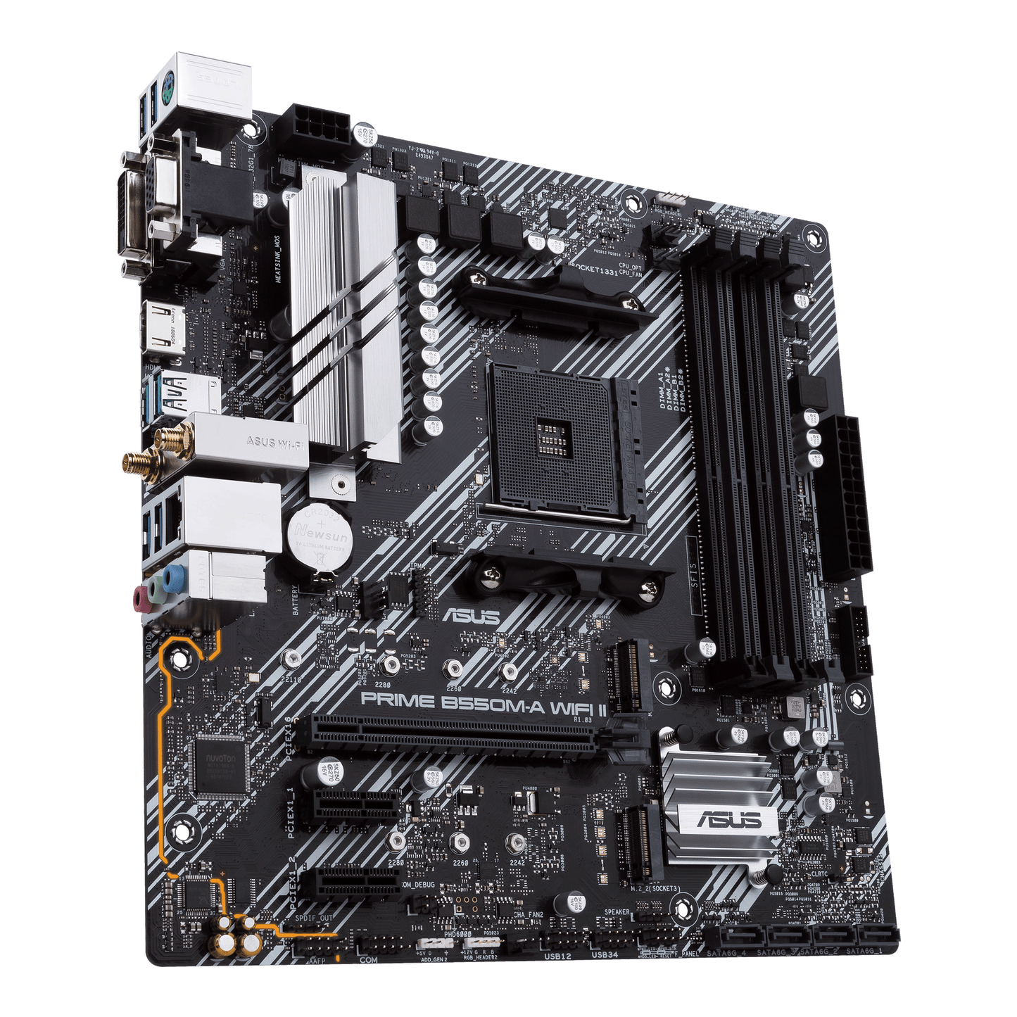 ASUS Prime B550M-A WIFI II motherboard rear view