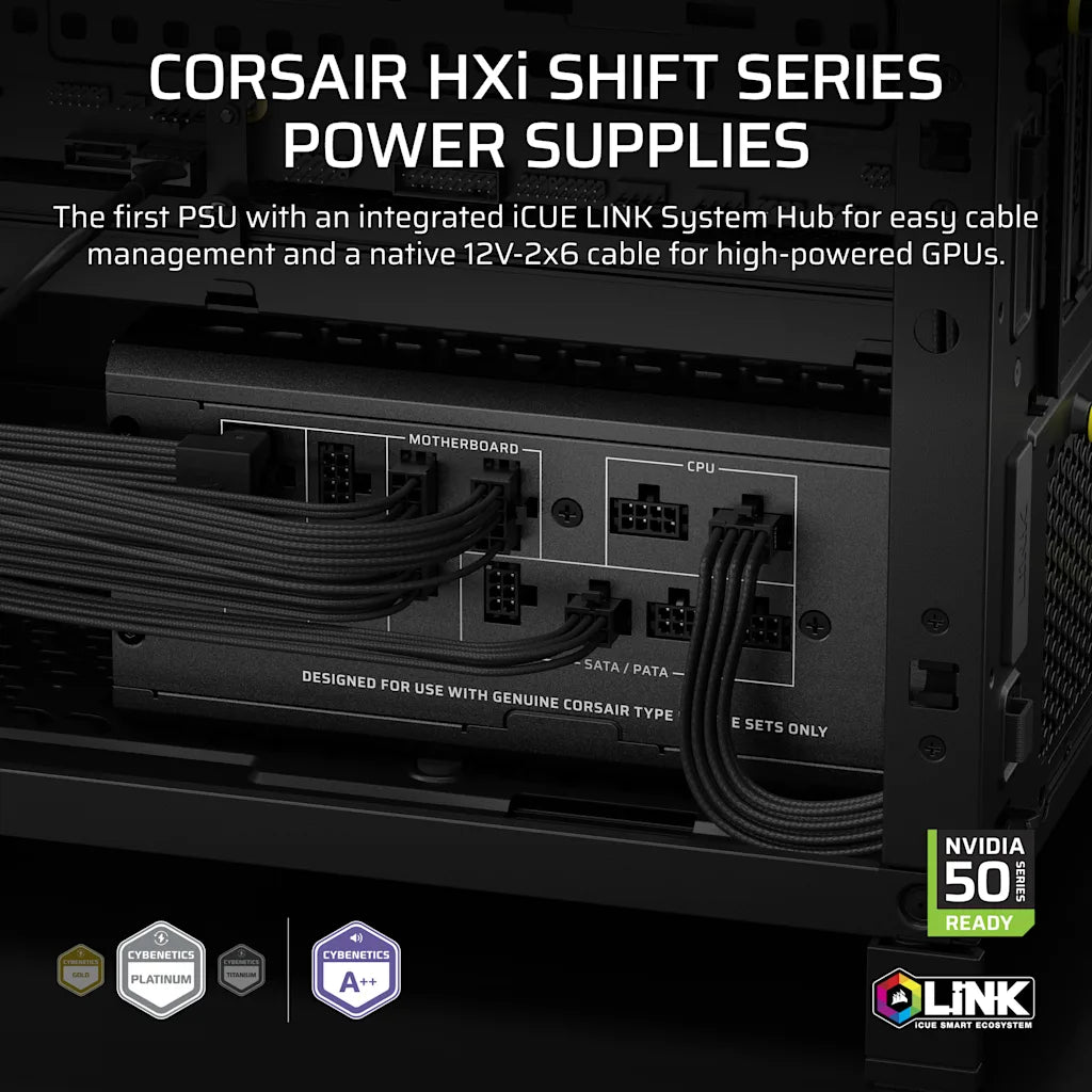 CORSAIR iCUE LINK HX1200i SHIFT 1200 WATT CYBENETICS PLATINUM, FULLY MODULAR PSU official product image 2