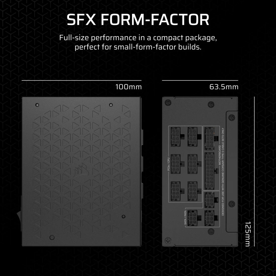 CORSAIR SF1000 SFX PSU cable view