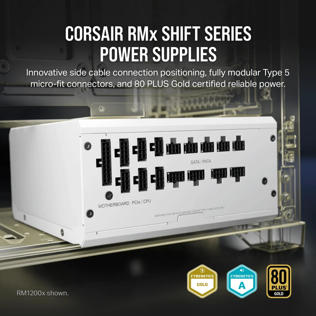 CORSAIR RM1000x SHIFT White PSU alternate view