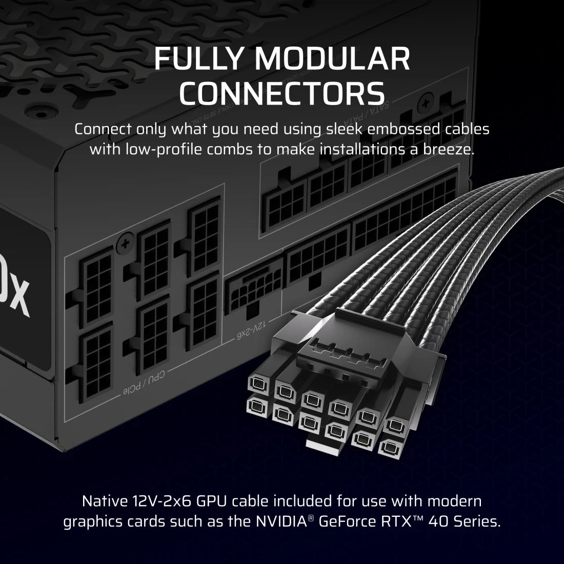 CORSAIR RM1000x 1000W PSU cable view