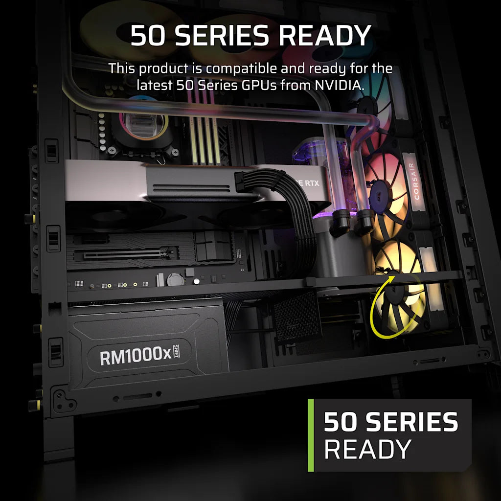CORSAIR RM1000x SHIFT, 1000 WATT, ATX 3.1, PCIe 5.1, CYBENETICS GOLD CERTIFIED PSU official product image 3