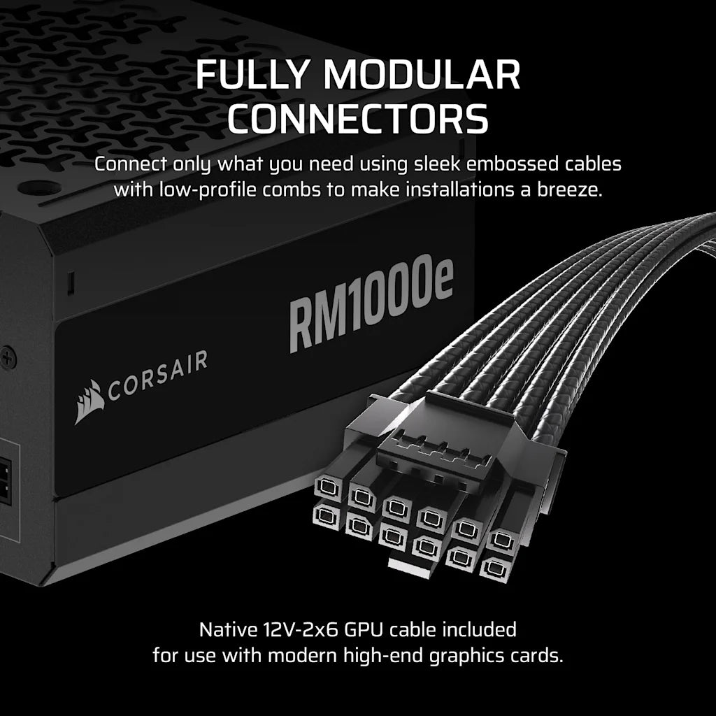 CORSAIR RM1000e CYBENETICS GOLD, ATX 3.1 FULLY MODULAR LOW-NOISE PSU official product image 3