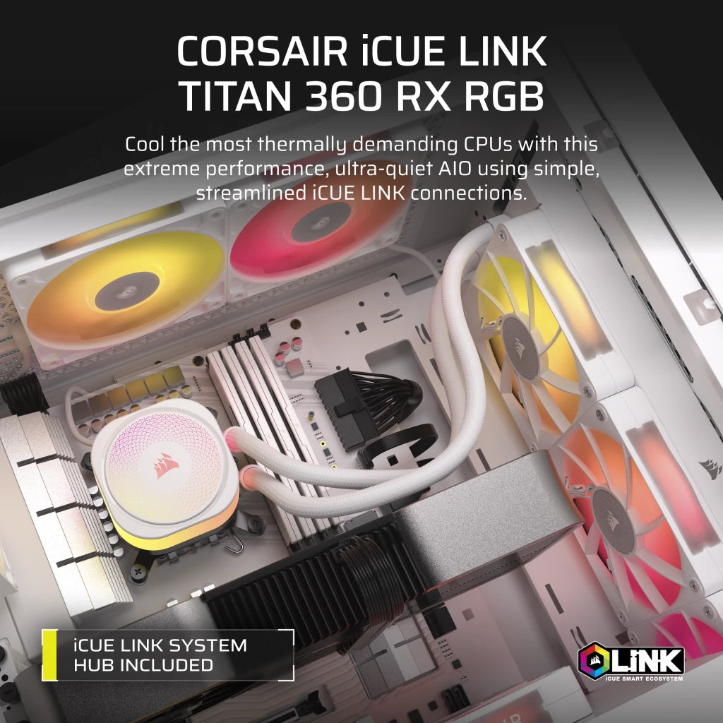 CORSAIR iCUE LINK TITAN 360 RX RGB AIO LIQUID CPU COOLER - WHITE official product image 2