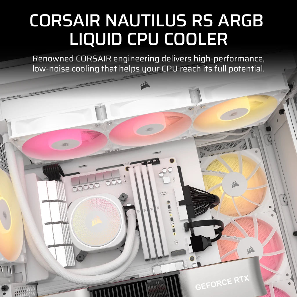 CORSAIR NAUTILUS 360 RS ARGB LIQUID CPU COOLER - WHITE official product image 2