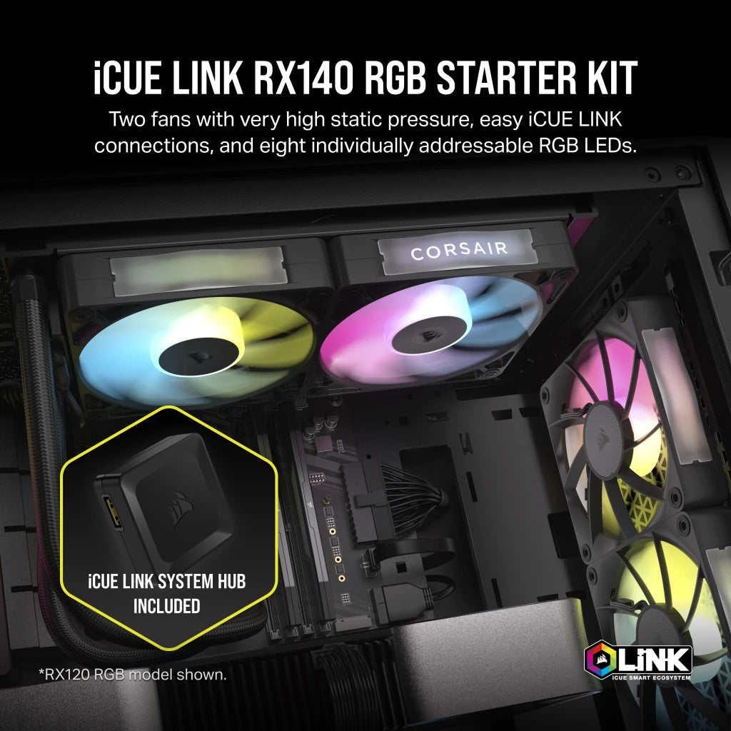 CORSAIR iCUE LINK RX140 RGB 140MM PWM FAN - DUAL PACK official product image 2
