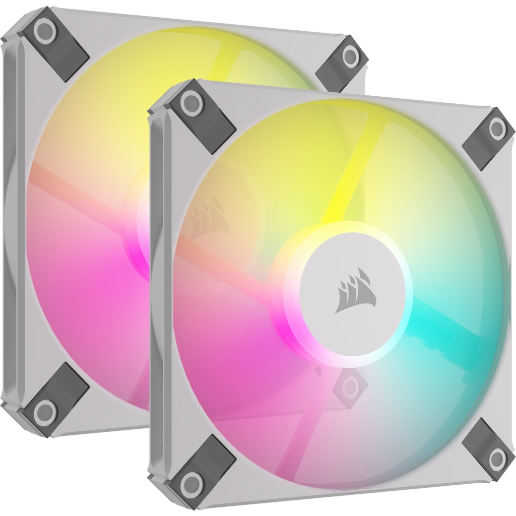 CORSAIR AF120 RGB SLIM WHITE, 120MM FLUID DYNAMIC RGB FAN - DUAL PACK WITH LIGHTING NODE CORE official product image 1