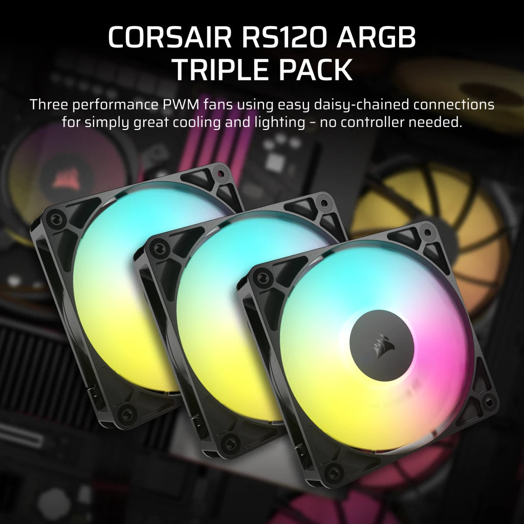 CORSAIR RS120 ARGB 120MM ARGB FAN - TRIPLE PACK official product image 2