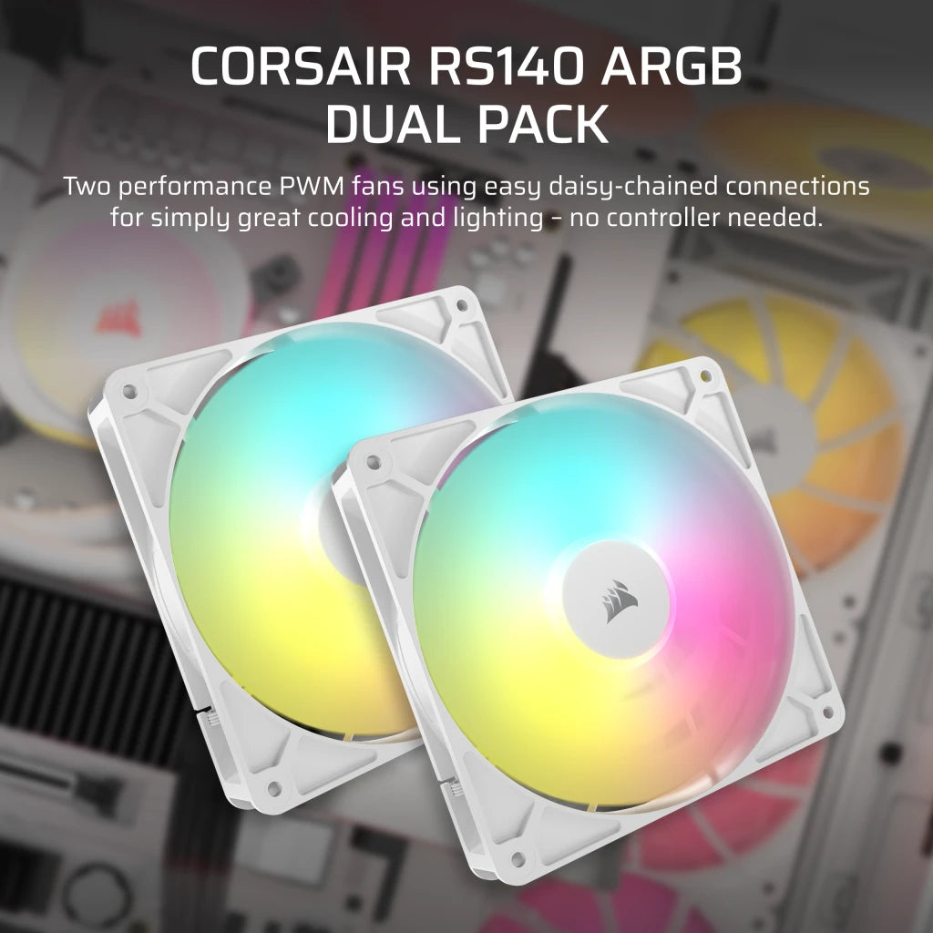 CORSAIR RS140 ARGB 140mm ARGB FAN WHITE - DUAL PACK official product image 2