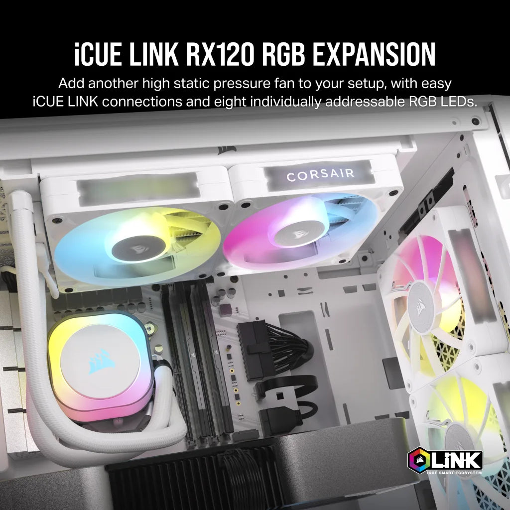 CORSAIR iCUE LINK RX120 RGB WHITE 120MM PWM FAN - SINGLE PACK official product image 2