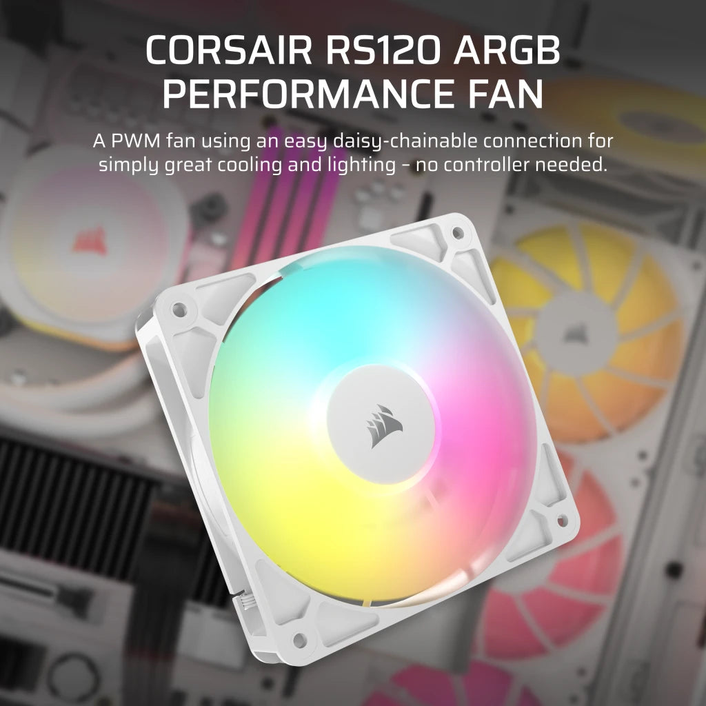 CORSAIR RS120 ARGB 120MM ARGB FAN WHITE - SINGLE PACK official product image 2