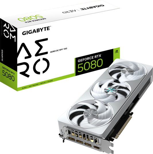 GIGABYTE GeForce RTX 5080 AERO OC SFF 16G front view