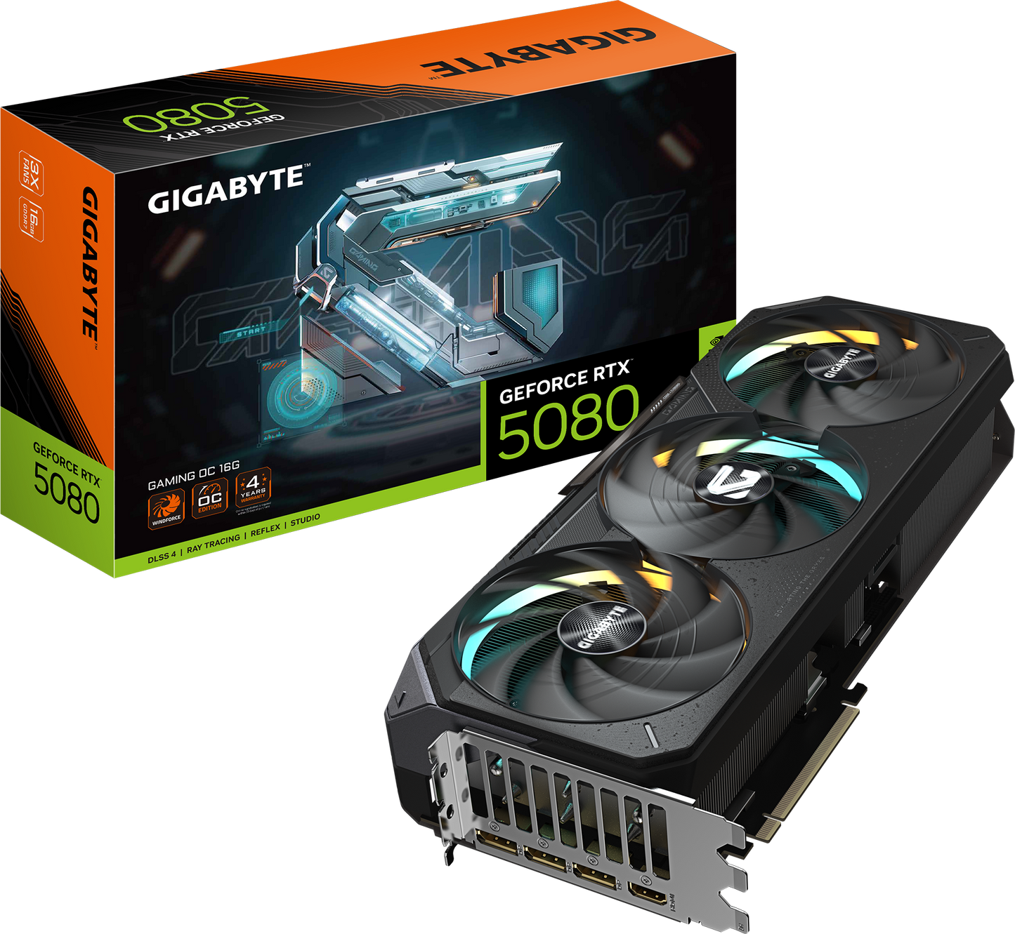 GIGABYTE GeForce RTX 5080 GAMING OC 16G front view