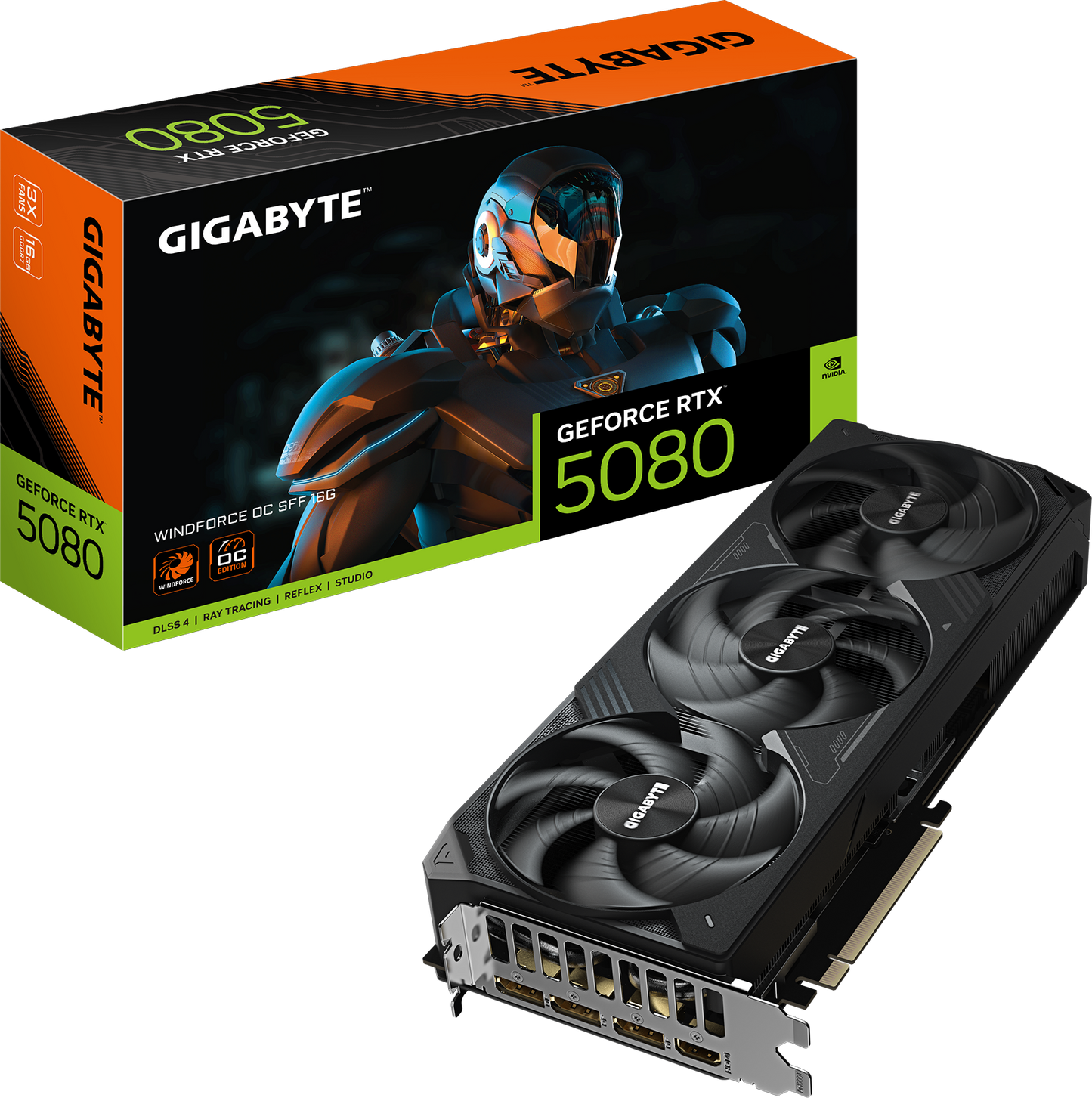 GIGABYTE GeForce RTX 5080 WINDFORCE OC SFF 16G front view