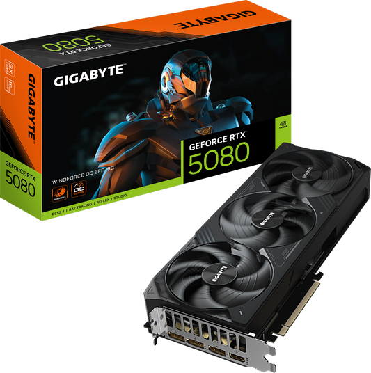 GIGABYTE GeForce RTX 5080 WINDFORCE OC SFF 16G front view